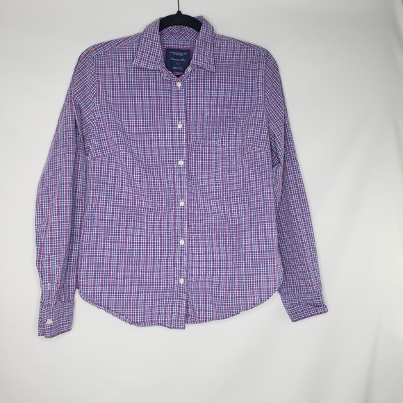 American Eagle Outfitters Tops - American Eagle AEO Purple Blue Plaid Button Down